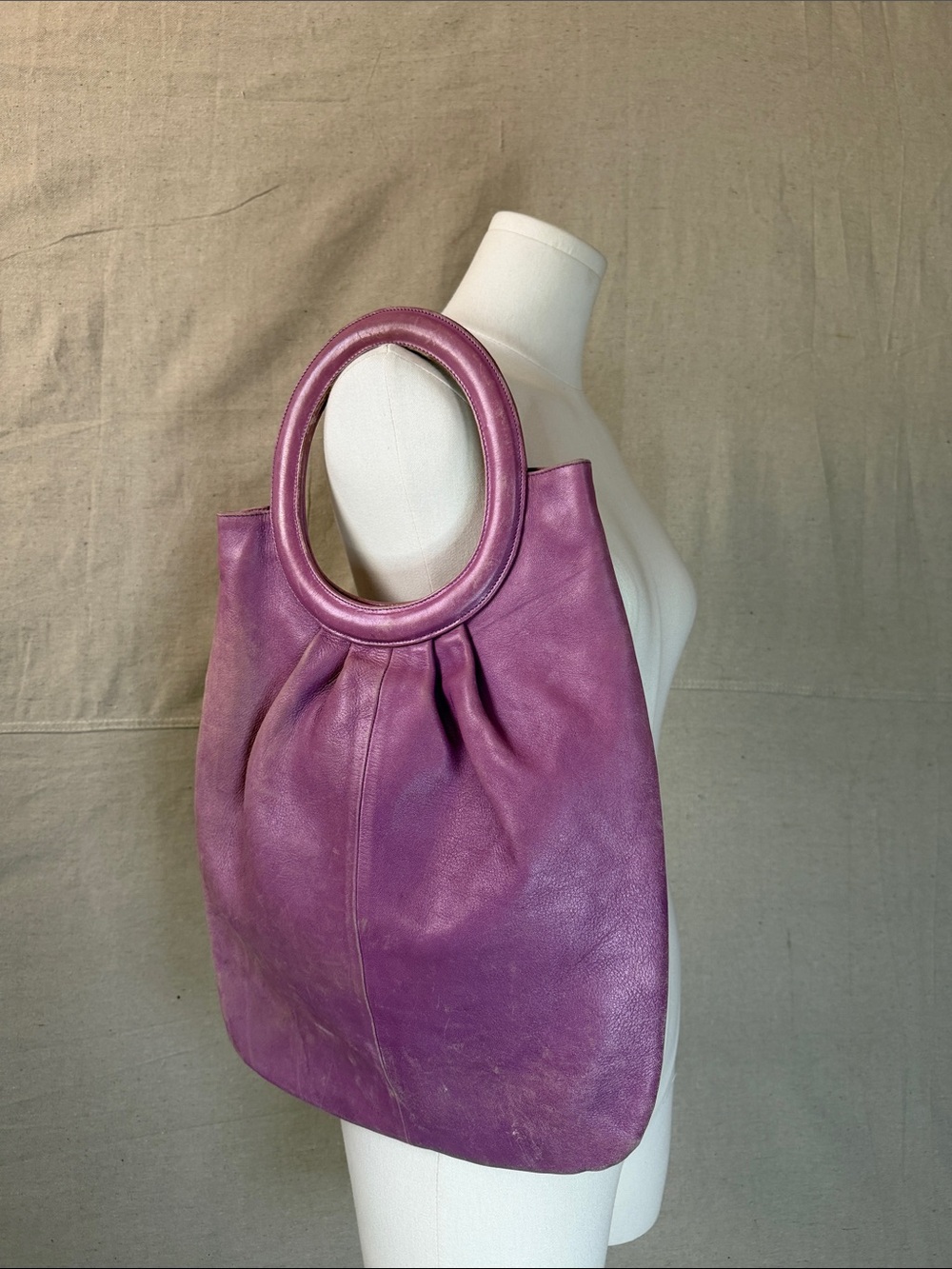 Vintage Purple leather Ring-Handle Shoulder Bag